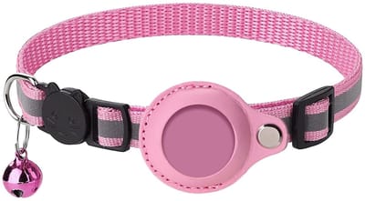 Dailygoody - Airtag Kattenhalsband - Reflecterende GPS-halsband - Roze - Verstelbare kattenhalsband - Veiligheidssluiting - Geschikt voor kleine rassen