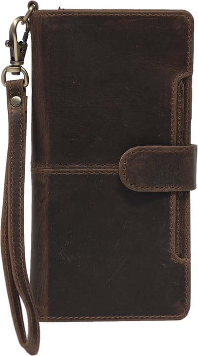 Hoesje iPhone 12 Donkerbruin Leer – iPhone 12 Hoesje – Leren Hoesje iPhone 12 – Bookcase Hoesje - Arrigo
