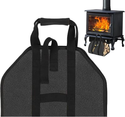 Houtdrager Tas - Draagbare Houder - Brandhout Vervoer - Waterdicht Materiaal - 100 x 50 cm - Zwart