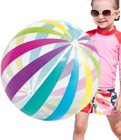 Opblaasbare Strandbal - Zwembad Speelgoed - Zomerse Spelletjes - Kleurrijk Vinyl Ontwerp - 40 cm Diameter - Gestreept