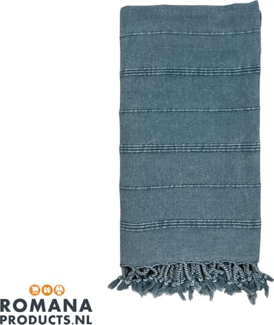 Romana Products Stonewashed Hamamdoek - Baddoek - Strandlaken - Saunalaken - 100cm x 180cm - Denim Blauw