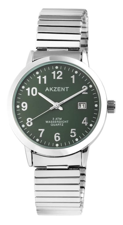AKZENT Herenhorloge roestvrij staal zilver, datumweergave