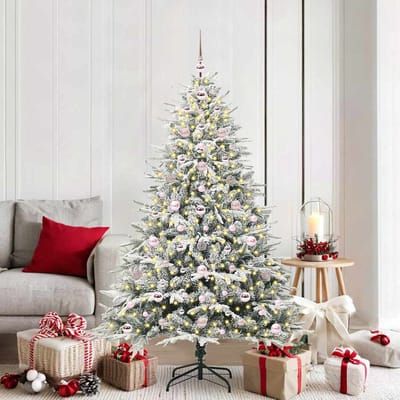 vidaXL - Kunstmatige - Voorverlichte - Kerstboom - met - Ballenset - Groen - 180 - cm