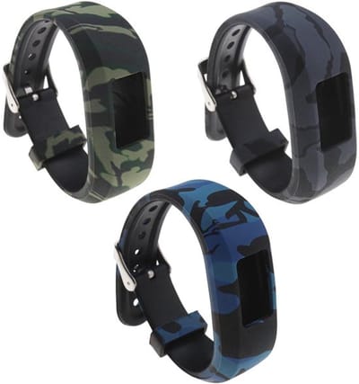 3 stuks Kleine Vervangende Band met Veilige Metalen Gesp 145mm Siliconen Blauw? Grijs Groen Compatibel met Garmin Vivofit jr/jr2 Activiteitstracker