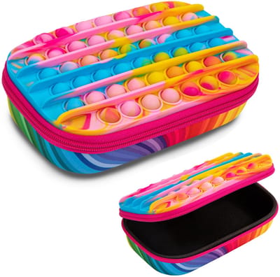 Dailygoods- Pennenbakje met siliconen pop-top - Etui voor meisjes - Speelse opbergdoos - Duurzaam en schokbestendig - Grote capaciteit - Antikras binnenkant