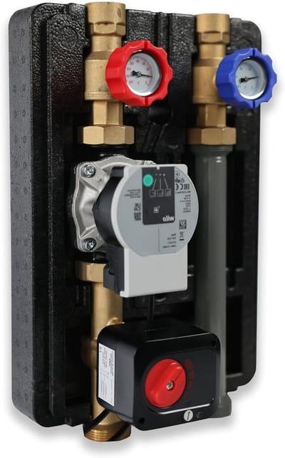 Verwarmingspomp Groep - Circulatiepomp Set - Centrale Verwarming - Met Drie Weg Mixer - DN 20 - Grijs
