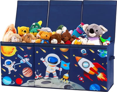 JGS ® Opvouwbare XXL Speelgoed Opbergbox met Handvatten en Deksel voor Kinderen - Astronaut Thema