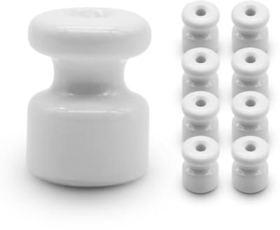 Keramische Isolatoren - Wit - 8 Stuks - 18 x 23 mm - Elektrische Vintage Isolator - Hoogwaardige Porseleinen Isolatoren voor Elektriciteit