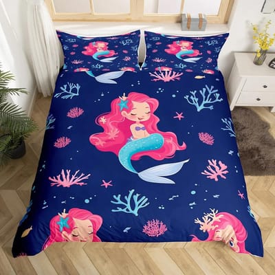 Mooie Zeemeermin Bed Dekbedovertrek Geschikt Voor Kinderen Jongens Meisjes Zeemeermin Prinses Bed Dekbedhoes Warm Comfortabel Ademend 150*200cm 3pcs