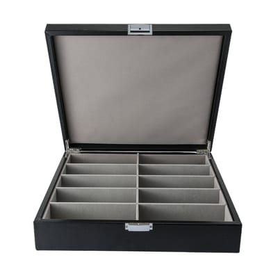Emilie collection - brillendoos - zwart - luxe opbergdoos voor 10 brillen en zonnebrillen - maat Large