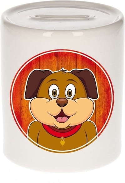 Vrolijke hond dieren spaarpot 9 cm - keramiek - spaarpotten voor kinderen