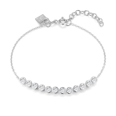 Twice As Nice Armband in zilver met transparante stenen Zilverkleurig 16cm+3cm