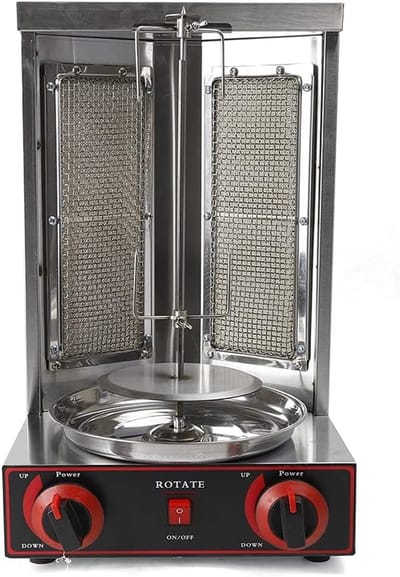 Verticale Grill - Draaigrill Tafelgrill - Thuis Grillen - 360° Warmteverdeling - 29.5 x 30 x 48cm - Roestvrij staal