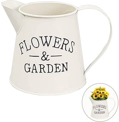 Dailygoods- Bloempot Shabby Stijl - IJzeren Vaas - Decoratieve Bloempot - Voor Binnen/Buiten - Met Handvatten - Rustieke Huishouddecoratie - Bloemenvaas