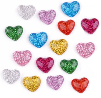 TLVX 16 stuks Kleine 3D Glitter Hartjes Magneten/ Glanzende Koelkastmagneten / Vrolijke Speel- & Leer Magneet / School / Whiteboard / Glitter Hearts / Valentijn / Decoratief / Notitie / Memo bord / Schoolbord / Magnetisch / Love You Foto Magneetjes