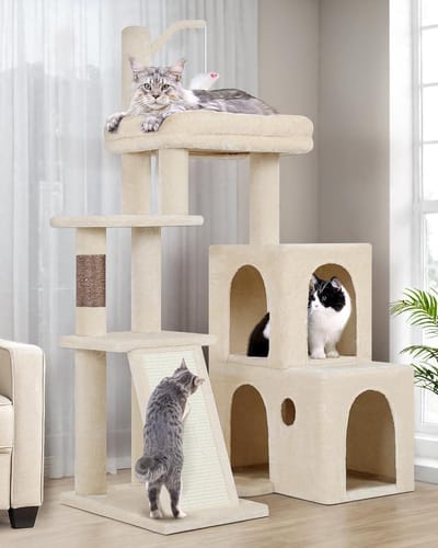 Famanu - Draaibaar krabplatform, compacte kattenpaal met speelse elementen