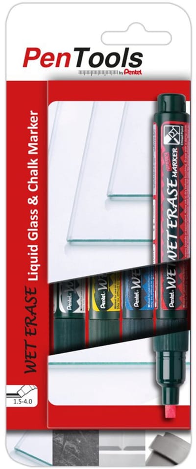Pentel krijtstiften set 4 stuks, wegwisbaar, verschillende kleuren