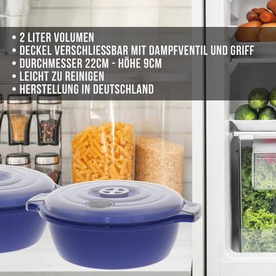 Stapelbare Magnetronkomset van 2 - 1,8 Liter met Stoomventiel - Vaatwasserbestendig en Ruimtebesparend