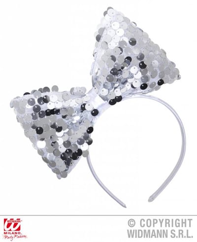 hoofdband met paillettenstrik zilver