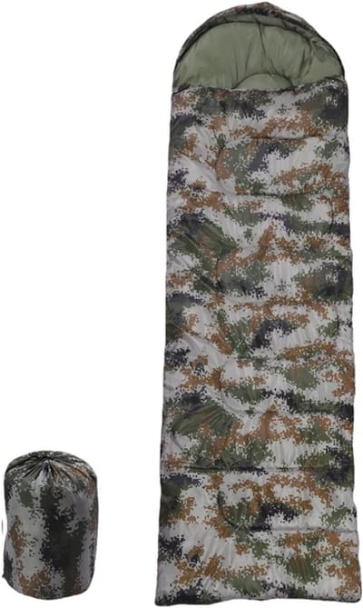 Slaapzak in envelopstijl voor kamperen en reizen in de buitenlucht, warme katoenen slaapzak voor de winter, ultralicht en draagbaar,Camouflage