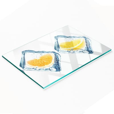 Decoratieve glazen snij- en serveerplank voor fruitblokjes 80x52 cm