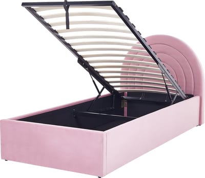 ANET - Bed met opbergruimte - Roze - 90 x 200 cm - Fluweel