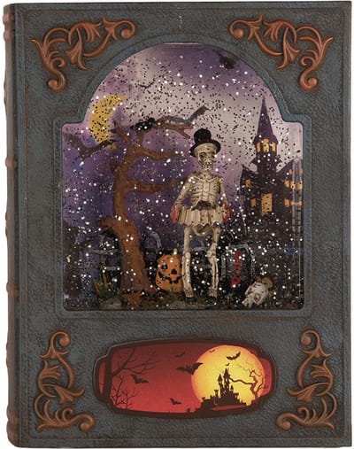 Clayre & Eef Halloween decoratie Boeken 17x7x22 cm / 3xAA Grijs Kunststof Herfst decoratie