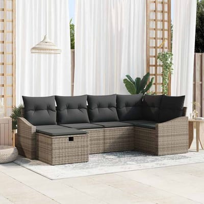 vidaXL - Bankstel - 7 - st - poly - rattan