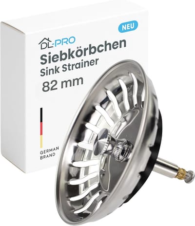 Universeel Zeefmandje Spoelbak Ø82mm RVS met Hefstang - Lekvrije RVS Afvoerstop