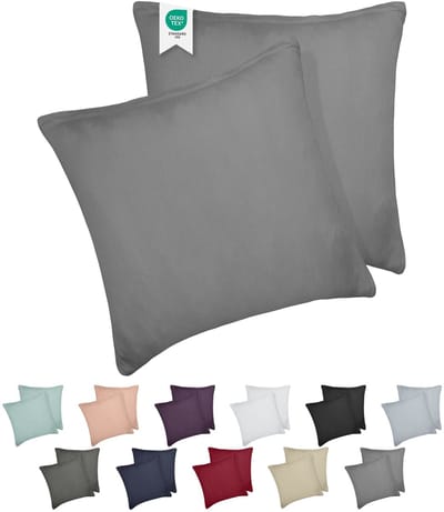 Barbons kussensloop 80x80 set van 2 - Jersey 165 g/m² kussenhoes - 100% Katoen - grijs