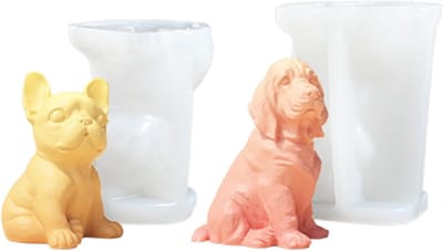 3D Hond Silicone Mallen voor Kaarsen en Taartdecoratie - Set van 2, Perfect voor Chocolade en Sojawas Kaarsen