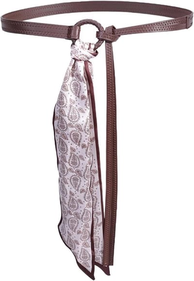 Vrouwelijke Leren Ceintuur met Satijnen Sjaal, Vintage Buikketting voor Jurken en Broeken, Modeaccessoire voor elke gelegenheid