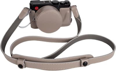 Handgemaakte Leren Camera Case Kit voor D-LUX8 - Halve Case met Voorlenzenkap en Schouderriem, Bescherming en Stijl voor Fotografie