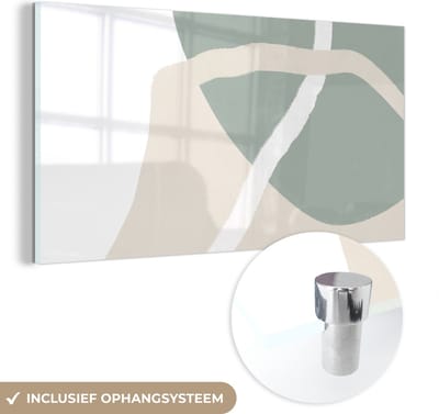 MuchoWow® Glasschilderij 40x20 cm - Schilderij acrylglas - Minimalisme - Pastel - Design - Foto op glas - Schilderijen