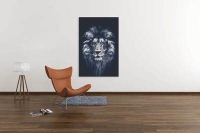 Canvas Schilderij -Dieren - Leeuw portret - Grijs - 60x40x2 cm