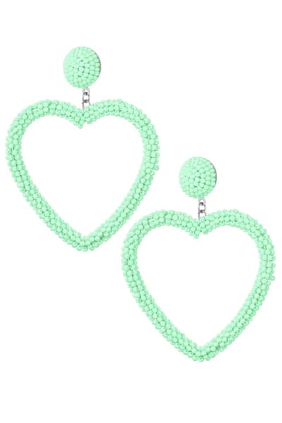 Mint Statement Oorbellen Hart Candy - Hartvormige Oorbellen Steentjes - Trendy Kleurrijke Oorbellen - Mint Groen