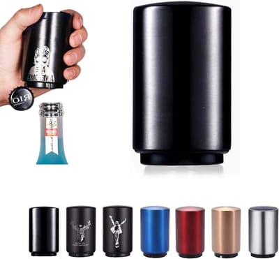 Stalen Flessenopener, Drukflessenopener voor Bier, Perfect Cadeau voor Vaderdag, Magnetische Flessenopener voor Bierliefhebbers en Thuisgebruik, Handige Keukenaccessoires