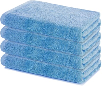 Lavea® Set van 4 Handdoeken 40x70 cm – Set Douchehanddoeken Zacht en Absorberend – 100% Katoen – Oeko-TEX 100 – voor Badkamer, Gastentoilet en Fitness – Dolfijnblauw