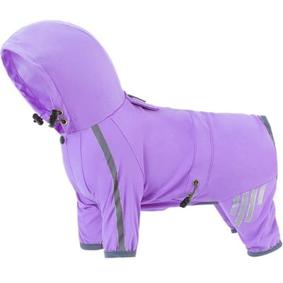Honden Regenjas Reflecterend Waterdicht Huisdier Kleding Voor Chihuahua Maltezer Regenjas Kleine Middelgrote Honden Jumpsuit Regenjas Honden Overalls (Purple,M) paars