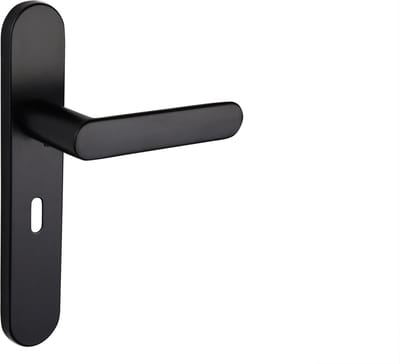 Lavuzo deurkruk Novara Zwart met afgerond schild SL56 | Per set | Deurkruk zwart | Deurklink met schild