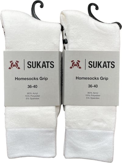 Sukats® Huissokken - Antislip sokken - Gripsokken - Dames Huissokken - ABS - Met Grip - 2 Paar - Maat 36-40 - Wit - Meerdere Maten en Varianten - Verwarmde Sokken