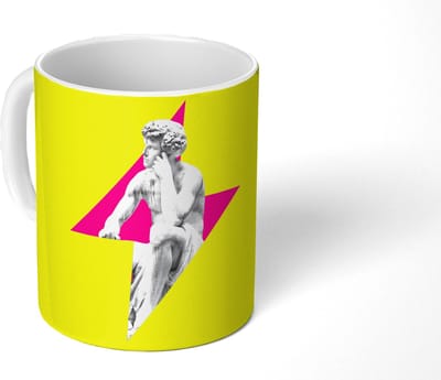 Mok - Koffiemok - Beeld - Man - Bliksemschicht - Geel - Mokken - 350 ML - Beker - Koffiemokken - Theemok