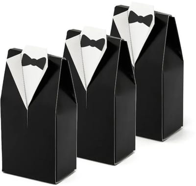 PartyDeco cadeaudoosjes Bruidegom - Bruiloft - 40x - zwart/wit - 7 x 9 cm - mini goody bags - uitdeel verpakkingen