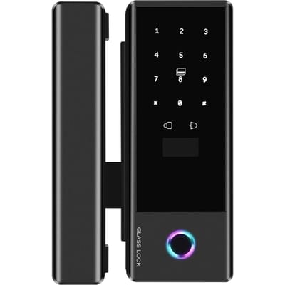 Slim Slot Glazen Deurslot WiFi Afstandsontgrendeling TY APP Vingerafdruk Wachtwoord IC-kaart Mechanische Sleutel zwart