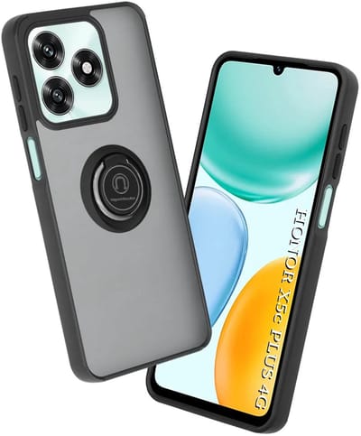 Hoesje geschikt voor HONOR X5c Plus - Techsuit Glinth Back Cover met ring en magneet - Zwart