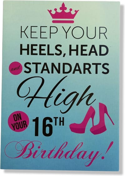 Hoera 16 Jaar! Luxe verjaardagskaart - 12x17cm - Gevouwen Wenskaart inclusief envelop - Leeftijdkaart