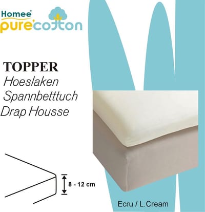 Homéé - Topper hoeslaken  100% katoen - Ecru - 140x200/10cm