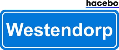 Hacebo - Plaatsnaam Sticker - 29x10 CM - Westendorp sticker - Verkeersborden sticker - grappige cadeaus - Westendorp
