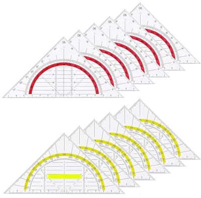 12-delige Geometrische Driehoekenset - Flexibele Driehoeken in Geel en Rood voor Studenten en Ontwerpers