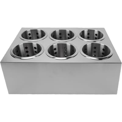 Porte-ustensiles en acier inoxydable à 6 compartiments Porte-couverts perforé Organisateur de couverts pour cuisine de restaurant black